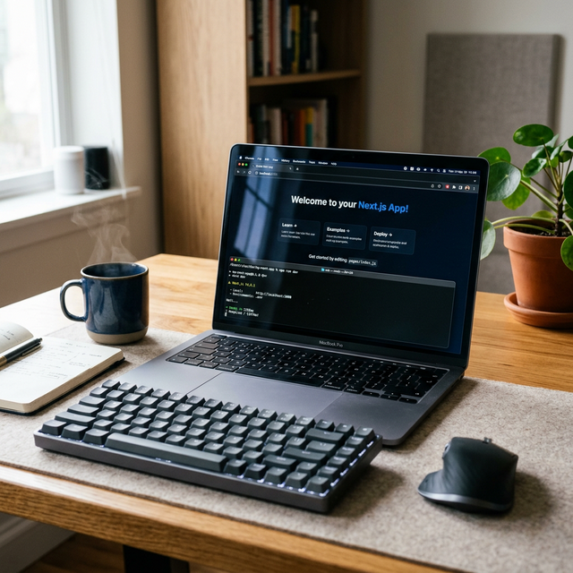 데스크탑 화면에 첫 Next.js 프로젝트를 실행한 모습